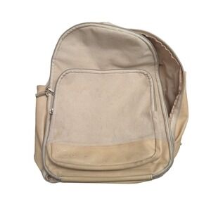 READ* BEIS The Travel Backpack Beige Canvas Commuter Bag Carry On FLAWED*